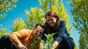 Celebrități plantând copaci pentru mediu.